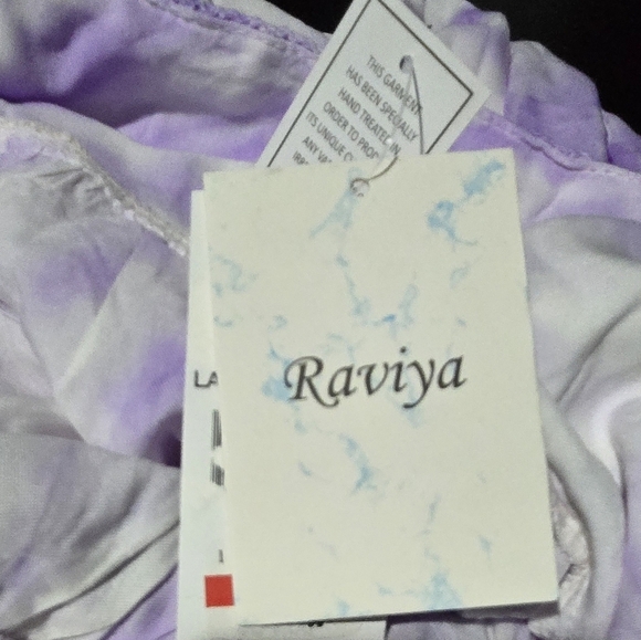 Raviya Smocked Purple and White Maxi dress, Swim Coverup.  LARGE - Picture 7 of 8